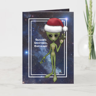 Cartes Pour Fêtes Annuelles Petit Homme Vert Alien Espace Noël