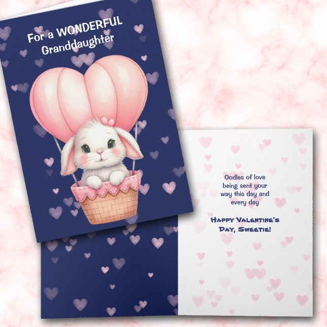 Cartes Pour Fêtes Annuelles Petit Lapin Lapin Coeur Balloon Saint Valentin (Créateur téléchargé)
