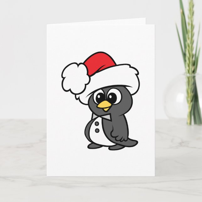 Cartes Pour Fêtes Annuelles Petit manchot de Noël (Devant)