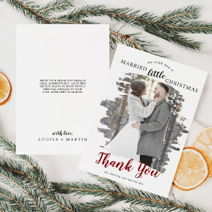 Cartes Pour Fêtes Annuelles Petit Merci de Noël Brossé Rouge Marié