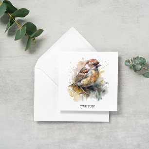 Cartes Pour Fêtes Annuelles petit moineau mignon en aquarelle personnalisable
