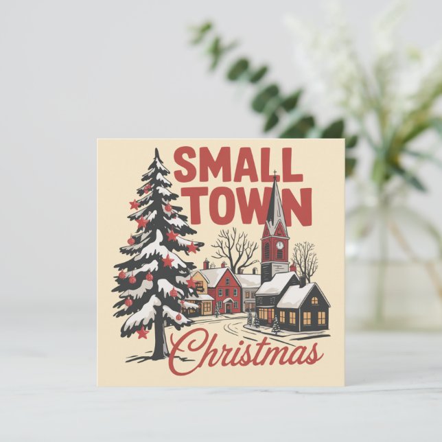 Cartes Pour Fêtes Annuelles Petit Noël de village Famille de paysans rétro  (Debout devant)