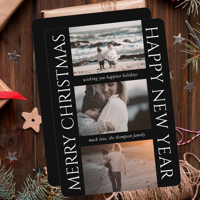 Cartes Pour Fêtes Annuelles Petit Noël Élégant Simple Photo Collage (Créateur téléchargé)