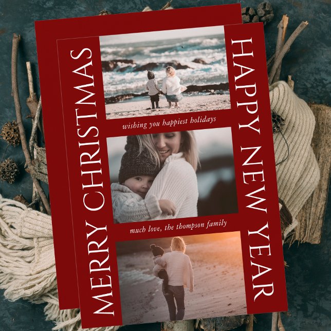 Cartes Pour Fêtes Annuelles Petit Noël Élégant Simple Photo Collage (Créateur téléchargé)