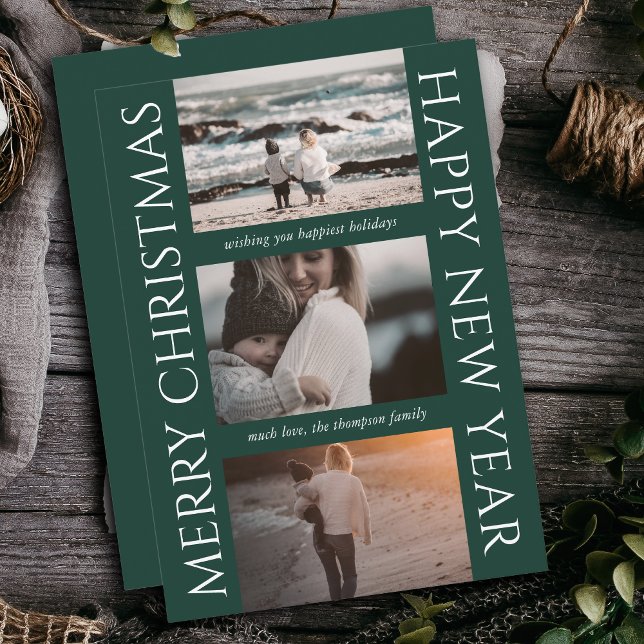 Cartes Pour Fêtes Annuelles Petit Noël Élégant Simple Photo Collage (Créateur téléchargé)