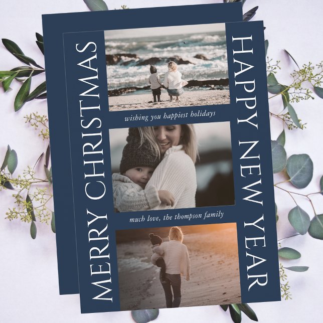 Cartes Pour Fêtes Annuelles Petit Noël Élégant Simple Photo Collage (Créateur téléchargé)