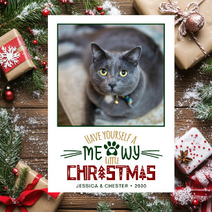 Cartes Pour Fêtes Annuelles Petit Noël félin en photo