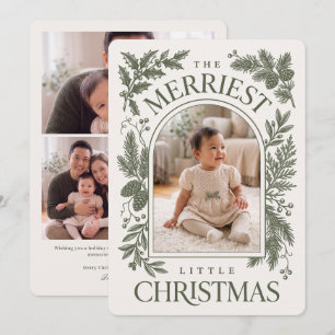 Cartes Pour Fêtes Annuelles Petit Noël le plus joyeux Vintage Botanique Vert