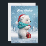 Cartes Pour Fêtes Annuelles Petit ours bébé mignon avec casquette de Noël<br><div class="desc">Petit bébé ours mignon avec casquette de Noël et présent.L'ours a une fourrure moelleuse et de grands yeux ronds qui brillent de curiosité et de joie. Ses petites pattes sont amoureusement enveloppées autour du présent comme s'il venait de le découvrir.</div>