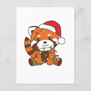 Cartes Pour Fêtes Annuelles Petit panda rouge Noël Animaux d'hiver Petits pand