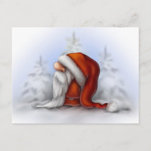 Cartes Pour Fêtes Annuelles Petit Père Noël dans la neige