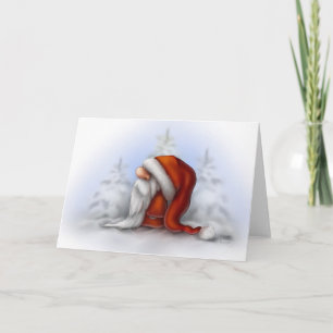 Cartes Pour Fêtes Annuelles Petit Père Noël dans la neige