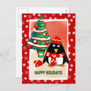 Cartes Pour Fêtes Annuelles Petit pingouin doux Noël