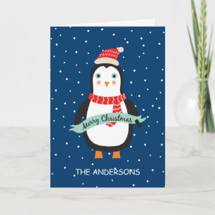 Cartes Pour Fêtes Annuelles Petit pingouin mignon personnalisé de Noël