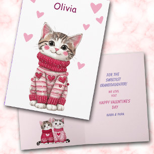 Cartes Pour Fêtes Annuelles Petit Pull pour Petite-Fille Chats Saint-Valentin