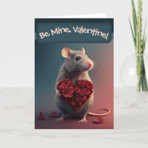 Cartes Pour Fêtes Annuelles Petit Rat sucré au coeur de fleurs Saint-Valentin
