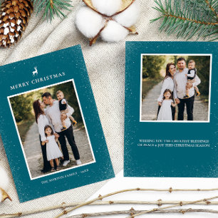 Cartes Pour Fêtes Annuelles Petit renne Simple Flocons de neige personnalisé 2