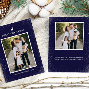 Cartes Pour Fêtes Annuelles Petit renne Snowflakes Simple Custom 2 Photo