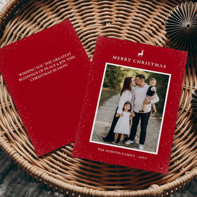 Cartes Pour Fêtes Annuelles Petit renne Snowflakes Simple Photo personnalisée (Créateur téléchargé)