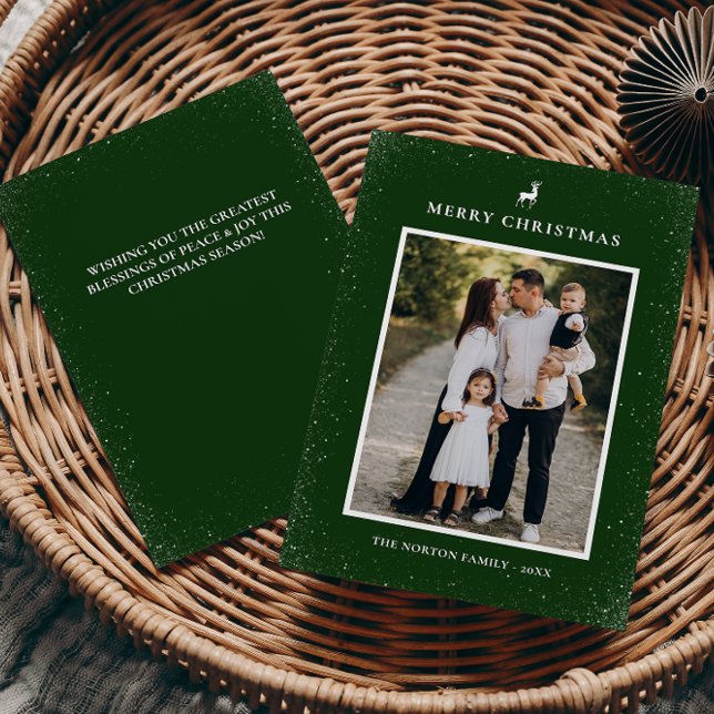 Cartes Pour Fêtes Annuelles Petit renne Snowflakes Simple Photo personnalisée (Créateur téléchargé)