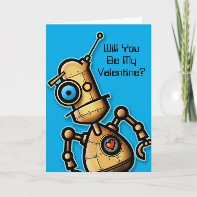 Cartes Pour Fêtes Annuelles Petit robot Valentine (Devant)