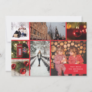 Cartes Pour Fêtes Annuelles Petit Ruban Multi Photo Noël Rouge Carreaux