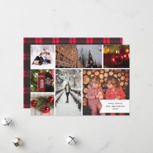 Cartes Pour Fêtes Annuelles Petit Ruban Multi Photo Noël Rouge Carreaux