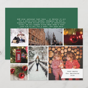 Cartes Pour Fêtes Annuelles Petit Ruban Multi Photo Vert Noël