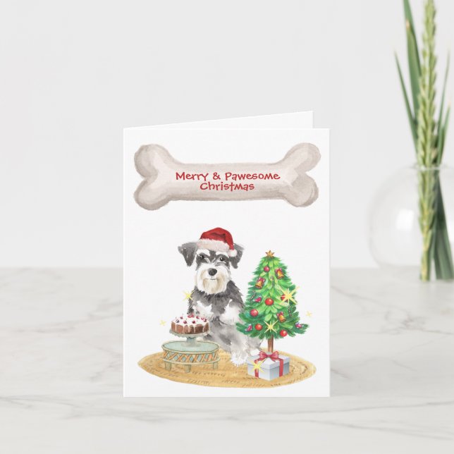 Cartes Pour Fêtes Annuelles Petit Schnauzer Santa Hat Noël (Devant)