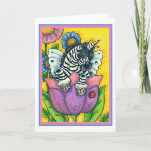 Cartes Pour Fêtes Annuelles PETIT ZÉBO WHIMSYNICKER, LICORNE ZÈBRE Holi Vierge