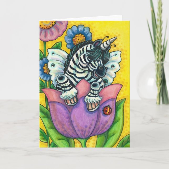 Cartes Pour Fêtes Annuelles PETIT ZEBO WHIMSYNICKER, ZEBRA UNICORN Vide (Devant)
