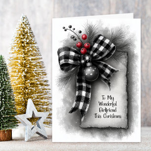 Cartes Pour Fêtes Annuelles Petite amie Nœud carreaux de Buffalo Noël
