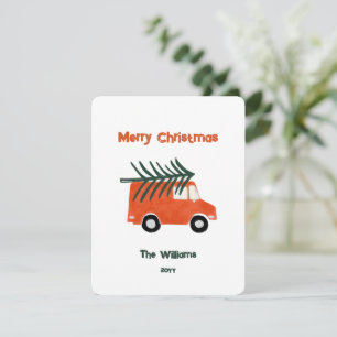 Cartes Pour Fêtes Annuelles Petite ferme de Noël camionnette rouge