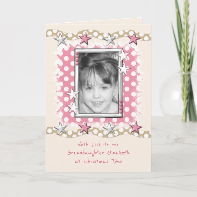 Cartes Pour Fêtes Annuelles Petite-fille avec amour à Noël rose (Devant)