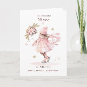 Cartes Pour Fêtes Annuelles Petite fille de Noël rose nièce