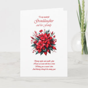 Cartes Pour Fêtes Annuelles Petite-fille et famille Poinsettias de Noël