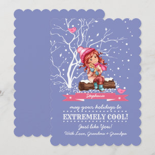 Cartes Pour Fêtes Annuelles Petite fille et Kitty Nom personnalisé
