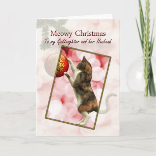 Cartes Pour Fêtes Annuelles Petite-fille et mari, Noël Meowy