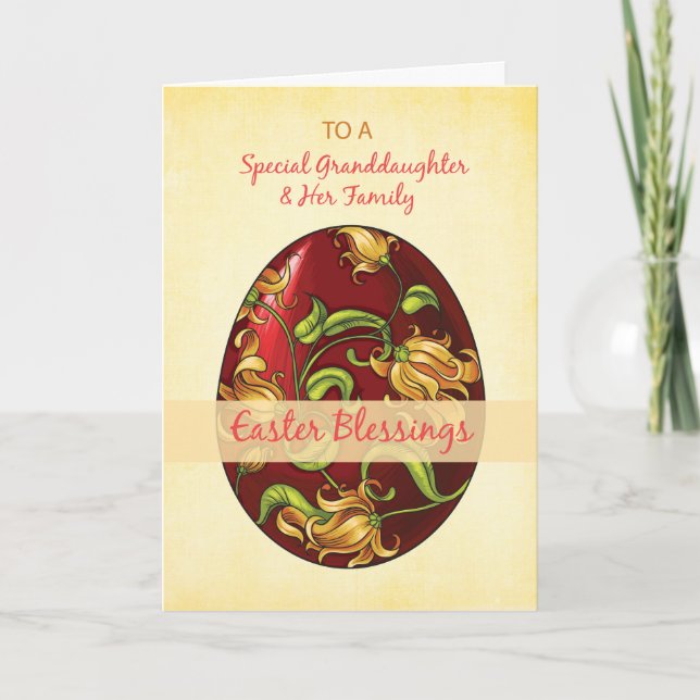 Cartes Pour Fêtes Annuelles Petite-fille et sa famille, Bénédiction de Pâques, (Devant)