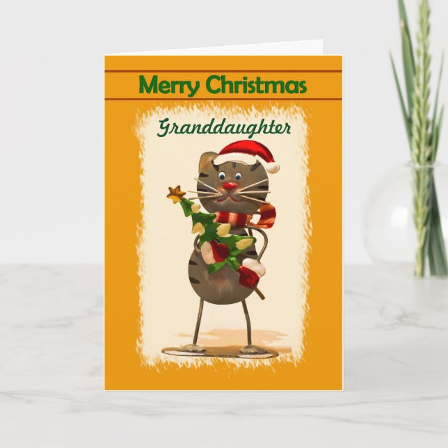Cartes Pour Fêtes Annuelles Petite-fille / Joyeux Noël - Chat Funky (Devant)