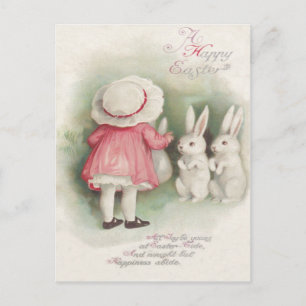 Cartes Pour Fêtes Annuelles Petite fille Lapin de Pâques lapin lapin