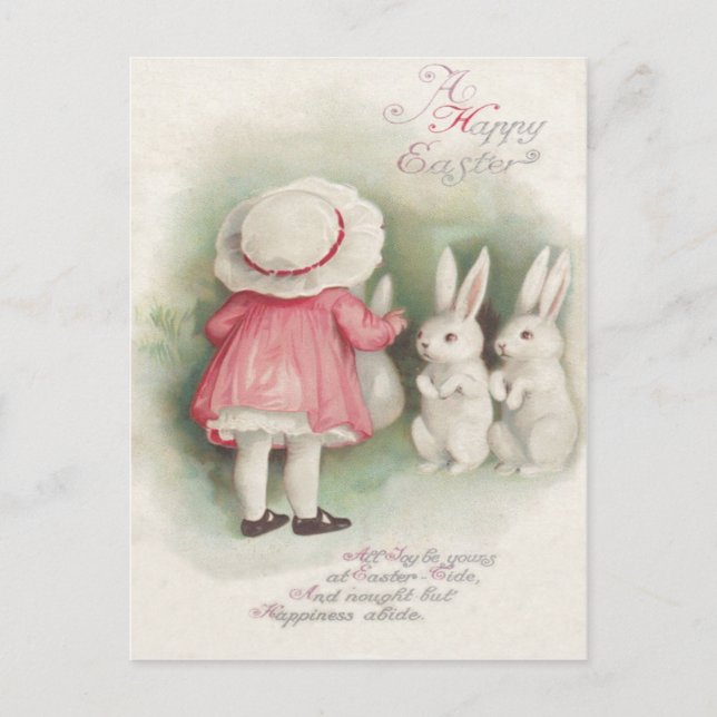 Cartes Pour Fêtes Annuelles Petite fille Lapin de Pâques lapin lapin (Devant)