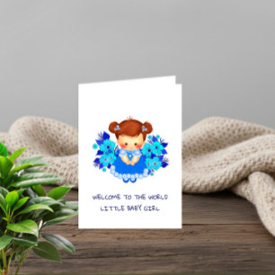 Cartes Pour Fêtes Annuelles Petite fille mignonne