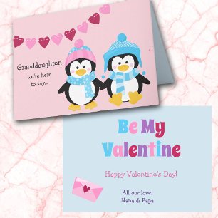 Cartes Pour Fêtes Annuelles Petite-fille mignonne Valentine de pingouins