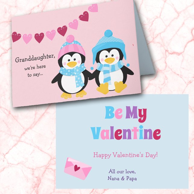 Cartes Pour Fêtes Annuelles Petite-fille mignonne Valentine de pingouins (Créateur téléchargé)