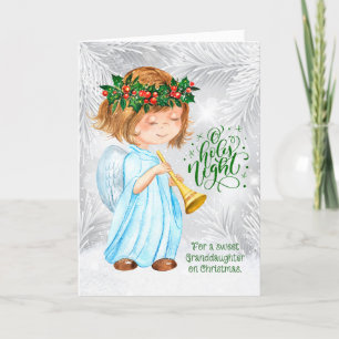 Cartes Pour Fêtes Annuelles Petite-fille Noël Ange Fille et pins