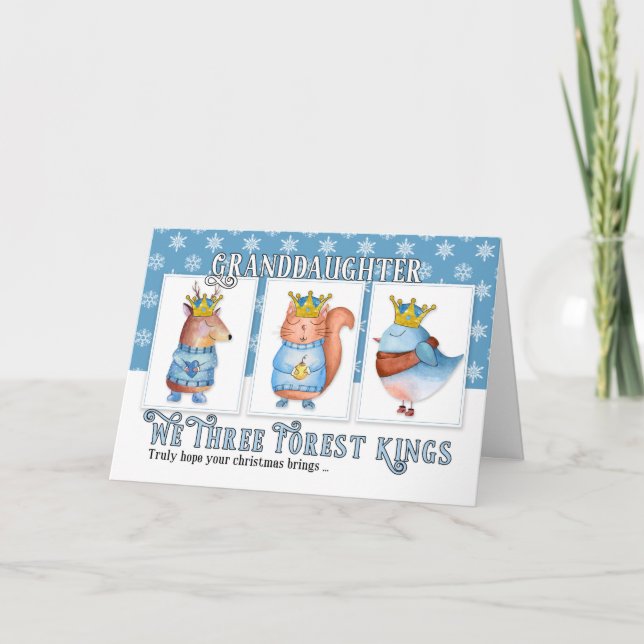 Cartes Pour Fêtes Annuelles Petite-fille Noël Trois Rois Forêts Mignonnes (Devant)