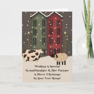 Cartes Pour Fêtes Annuelles Petite-fille & Partenaire 1er Noël dans une Nouvel