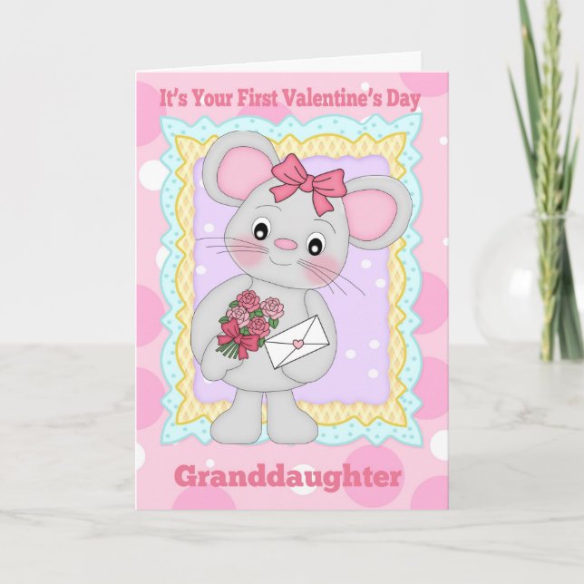 Cartes Pour Fêtes Annuelles Petite-fille Première Saint-Valentin avec Little M (Devant)