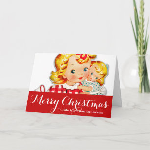 Cartes Pour Fêtes Annuelles Petite fille rétro vintage poupée enfant